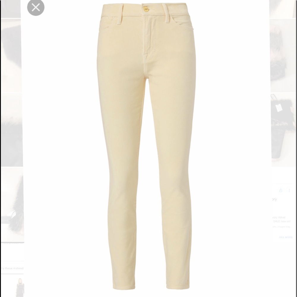 New w/ Tags! Frame ivory velvet jeans 24